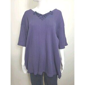 Extra Touch International Top Womens Plus Size 3X Purple Short Sleeve